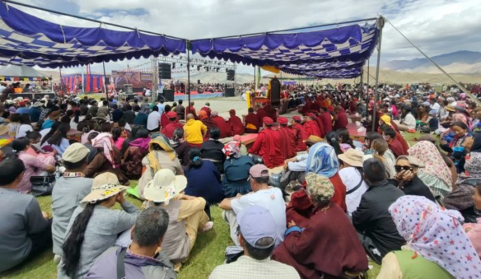 A large number of people attending the inaugural ceremony of Nomadic Festival in Leh.