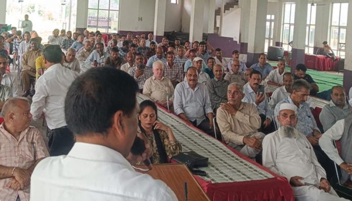 R K Kalsotra, State president DOMA J&K, addressing a conference at Udhampur. R K Kalsotra, State president DOMA J&K, addressing a conference at Udhampur.