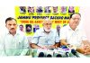 Chairman JBM, Ashok Sharma addressing a press conference in Jammu on Sunday.