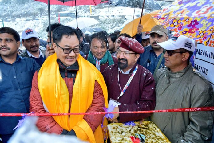 Union Minister Kiren Rijiju inaugurating Suru festival in Kargil on Tuesday.