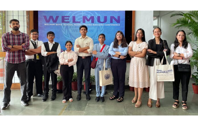 Jammu Sanskriti School students posing along with teachers during a programme. Jammu Sanskriti School students posing along with teachers during a programme.