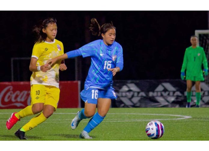 Players in action during a match between India and Bhutan on Wednesday.