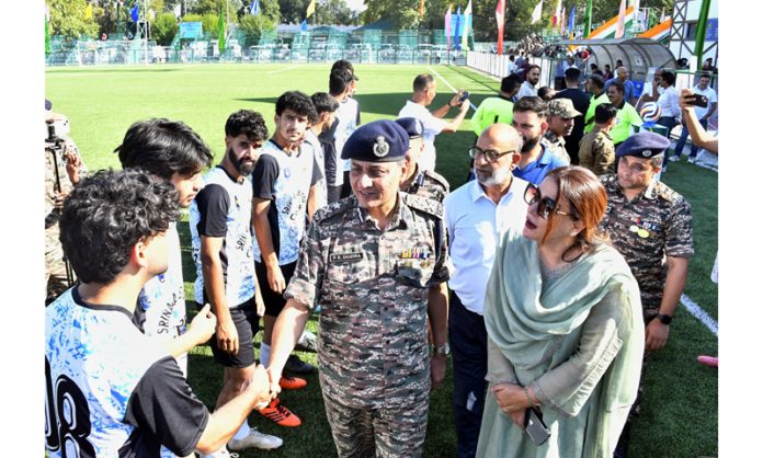 Pawan Kumar Sharma, CRPF IG Srinagar Sector interacting with players.