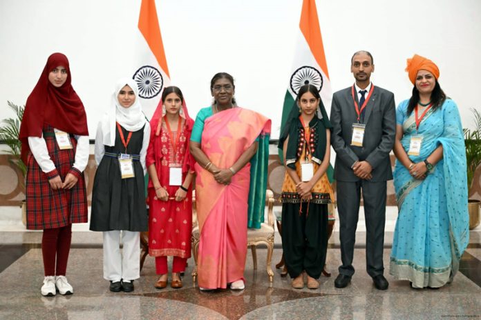 Students of Govt HSS Jhiri posing along with President of India Droupadi Murmu at Rashtrapati Bhavan New Delhi. Students of Govt HSS Jhiri posing along with President of India Droupadi Murmu at Rashtrapati Bhavan New Delhi.
