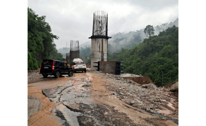 A view of Domel-Katra road in bad shape. A view of Domel-Katra road in bad shape.