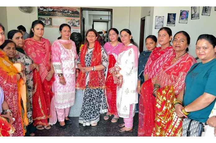 BJP vice president Rekha Mahajan during a party programme in Jammu on Friday. BJP vice president Rekha Mahajan during a party programme in Jammu on Friday.