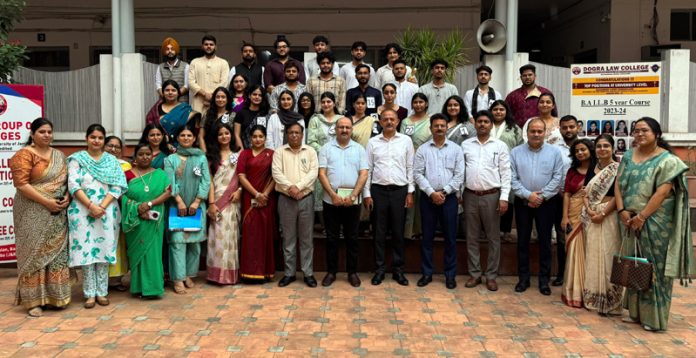 Students and faculty of Dogra Degree College posing with guests during an event in College premises. Students and faculty of Dogra Degree College posing with guests during an event in College premises.