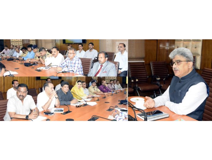 CS Atal Dulloo chairing a meeting in Srinagar on Tuesday.