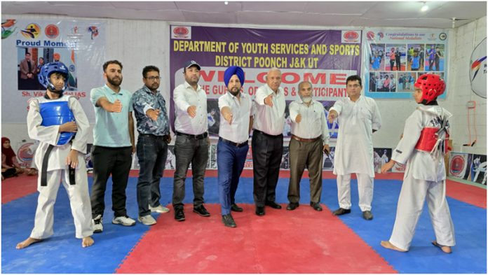 Dignitaries inaugurating the Taekwondo competition in Poonch.