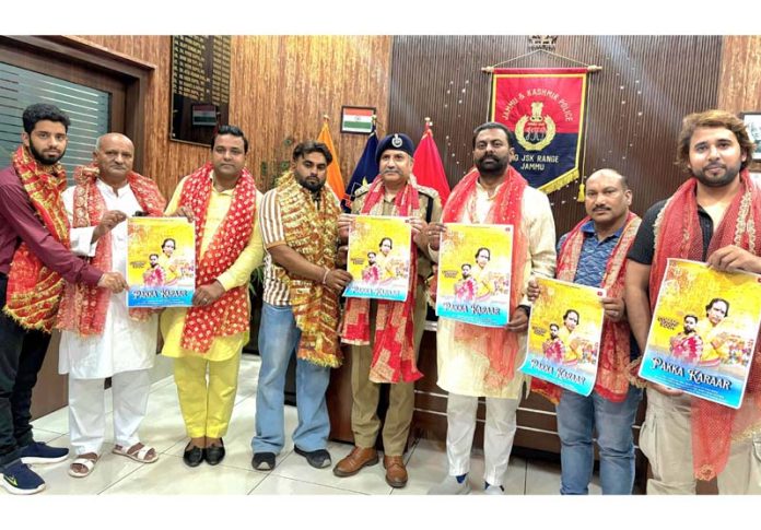 Dignitaries releasing the devotional song 'Pakka Karaar' in Jammu on Friday.