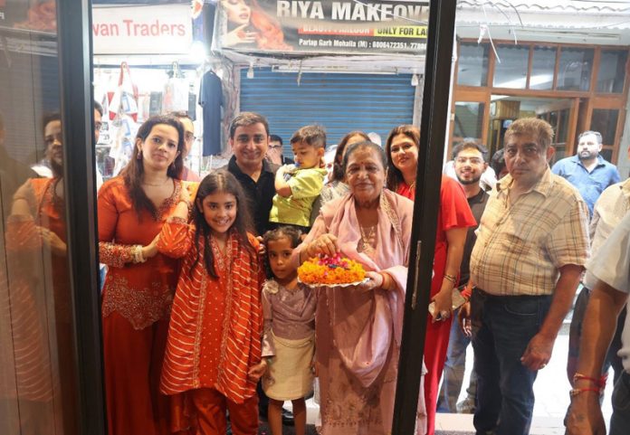 Owner Sumit Jandyal with his family at inauguration of ‘Saarya’, a boutique hotel in Raghunath Bazaar, Jammu.
