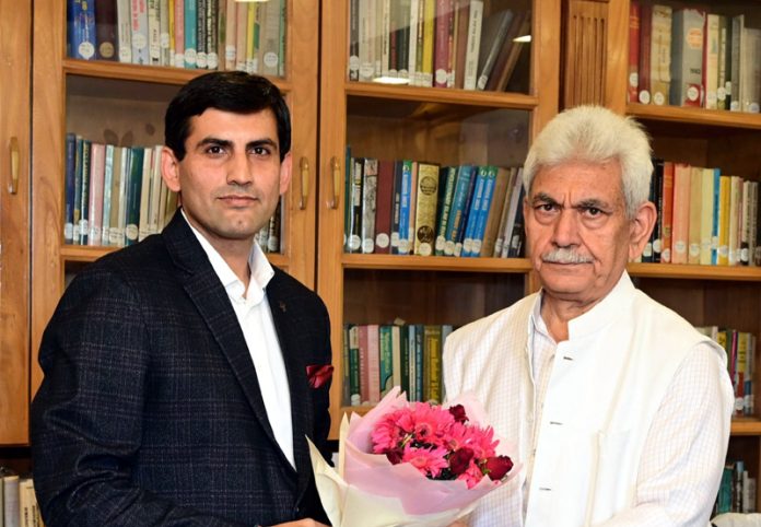 Chairman J&K Chapter ICSI Anuj Vaid meeting with LG Manoj Sinha on Friday. Chairman J&K Chapter ICSI Anuj Vaid meeting with LG Manoj Sinha on Friday.