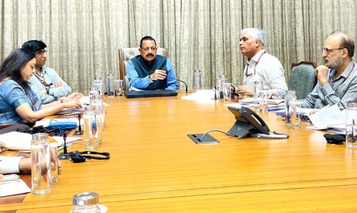 Union Minister Dr Jitendra Singh chairing a high-level review meeting of the “Survey of India” on National Geospatial Policy at Parliament House, New Delhi on Tuesday. Union Minister Dr Jitendra Singh chairing a high-level review meeting of the “Survey of India” on National Geospatial Policy at Parliament House, New Delhi on Tuesday.