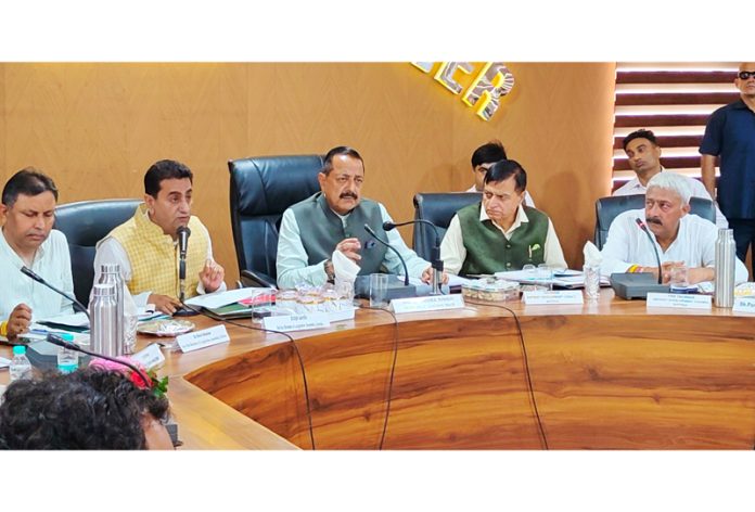 Union Minister Dr Jitendra Singh chairing the DISHA meeting of district Kathua on Wednesday . Union Minister Dr Jitendra Singh chairing the DISHA meeting of district Kathua on Wednesday .