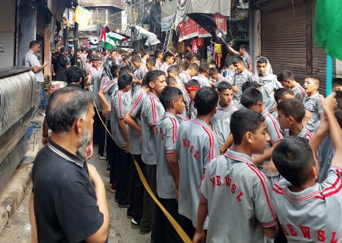 Activists of Anjuman-e-Imamia and others taking out religious procession in Jammu. — Excelsior/Rakesh