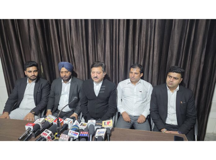 JKHCBAJ addressing press conference in Jammu on Friday. -Excelsior/Rakesh