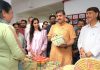 MP Jugal Kishore Sharma visiting a stall at Aakanksha Haat in Katra on Saturday.