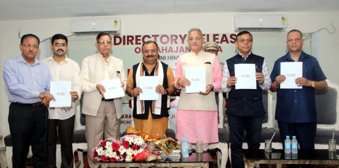 Ladakh LG Kavinder Gupta releasing a Directory of Mahajan Sabha Channi Himmat at a function in Jammu on Sunday.