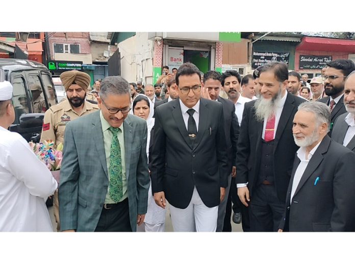 Justice Rajnesh Oswal during visit to Anantnag on Saturday. Justice Rajnesh Oswal during visit to Anantnag on Saturday.