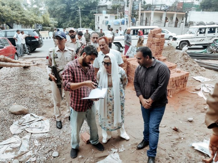 J&K Waqf Board Chairperson Dr Darakhshan Andrabi taking stock of development work in Jammu.
