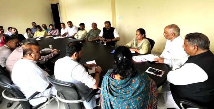 BJP leaders during a meeting on Monday.