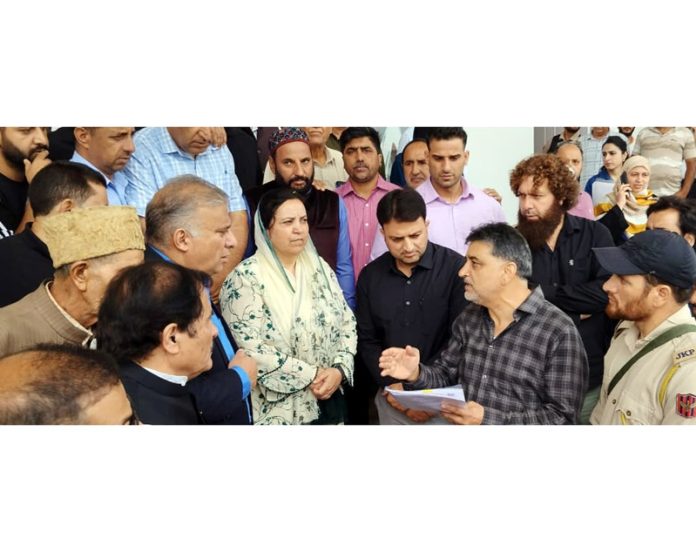 Minister Sakeena Itoo during tour of Eidgah Constituency on Tuesday.