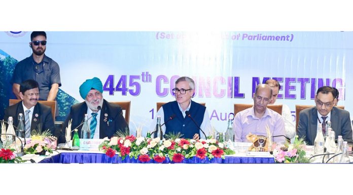 CM Omar Abdullah interacting with ICAI members at its 445th Council Meeting in Pahalgam.