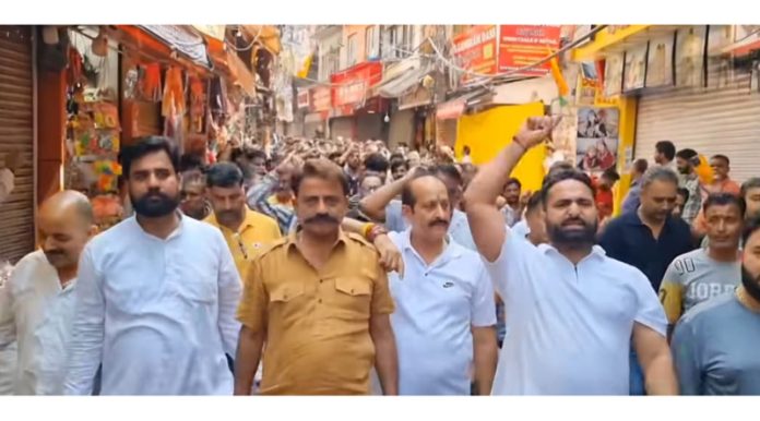 Political and social activists taking out protest march during shutdown in Katra. -Excelsior/Romesh Mengi