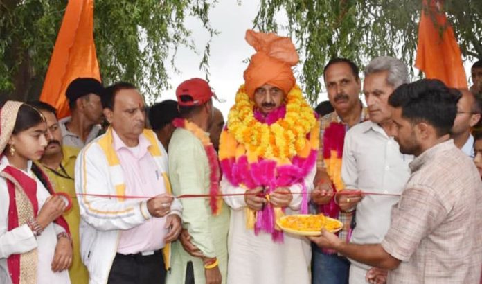 MLA Udhampur West inaugurating historic Sankri Devta Mela at Panchari on Tuesday.