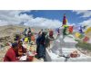 Locals assembled at a Stupa in Eastern Ladakh.