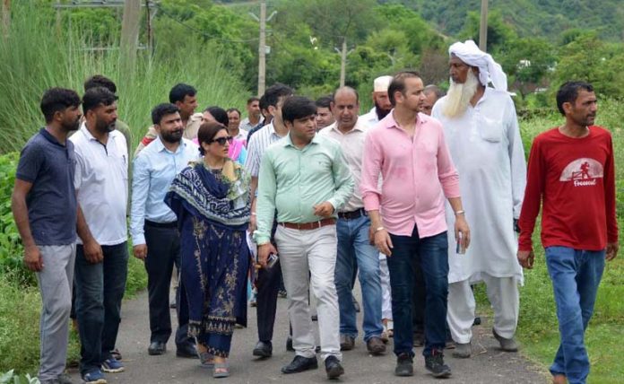RDD Director inspecting works in Satwari block on Saturday.