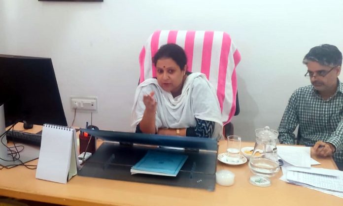 Sapna Kotwal chairing a meeting with wardens of Pahari hostels in Jammu on Thursday. Sapna Kotwal chairing a meeting with wardens of Pahari hostels in Jammu on Thursday.