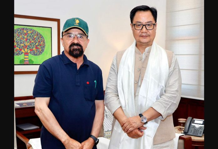 CEC Kargil, Dr Mohd Jaffer Akhoon during a meeting with Union Minister, Kiren Rijiju at New Delhi on Wednesday. CEC Kargil, Dr Mohd Jaffer Akhoon during a meeting with Union Minister, Kiren Rijiju at New Delhi on Wednesday.