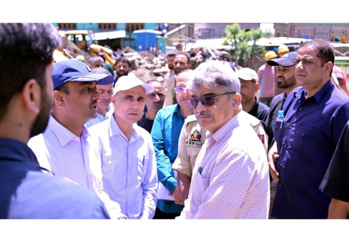 CS being briefed by officers during visit to Chashoti on Saturday.