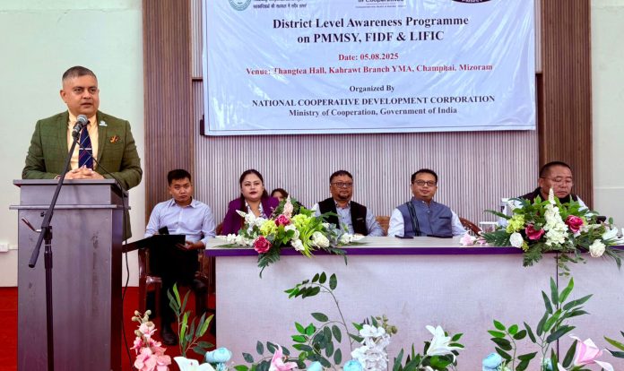 Amit Sharma, Secretary to Government, Cooperation & ICT Departments, Government of Mizoram addressing a function on Tuesday.