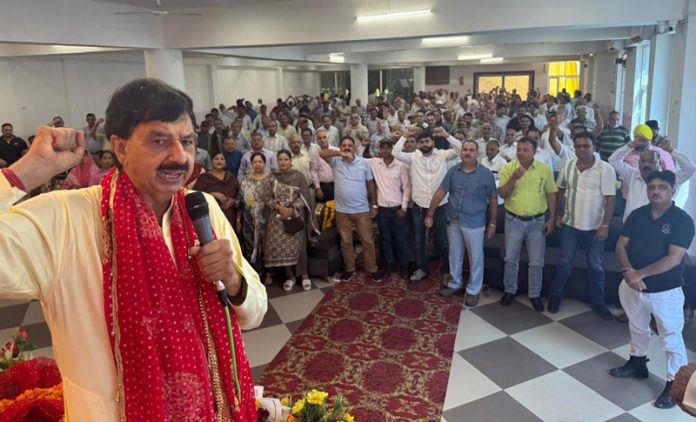 MLA Pawan Gupta addressing a gathering during an event in Udhampur. MLA Pawan Gupta addressing a gathering during an event in Udhampur.