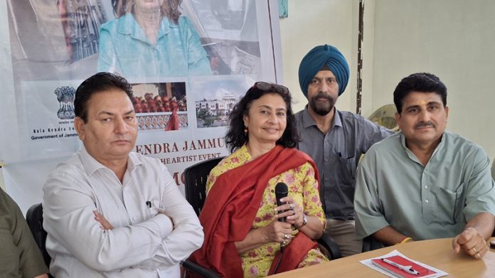 Eminent visual artist Neelam Mohile during interactions with budding artists in Jammu on Saturday. Eminent visual artist Neelam Mohile during interactions with budding artists in Jammu on Saturday.