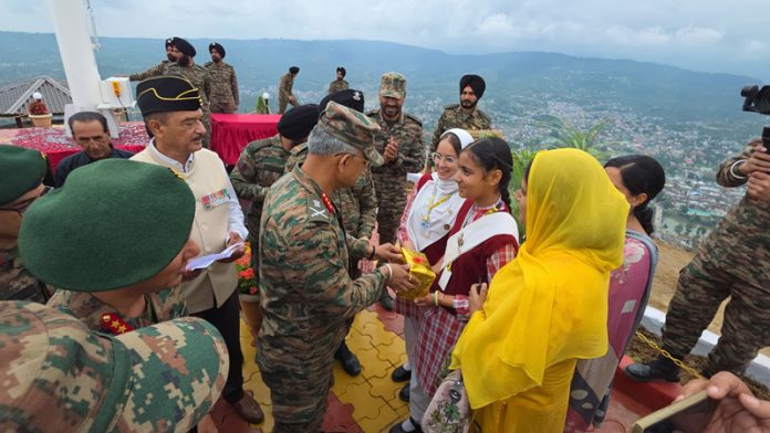 Army officer interacting with students. Army officer interacting with students.