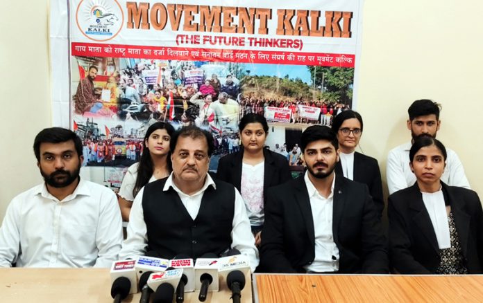 Legal Cell team and senior members of Movement Kalki during a press conference at Jammu.