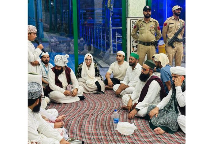 J&K Waqf Board Chairperson Dr Darakhshan Andrabi interacting with Waqf Staff at Shahdara Sharief Shrine in Rajouri.