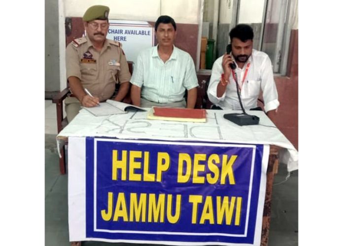 Staff at Help Desk at Jammu Railway Station.