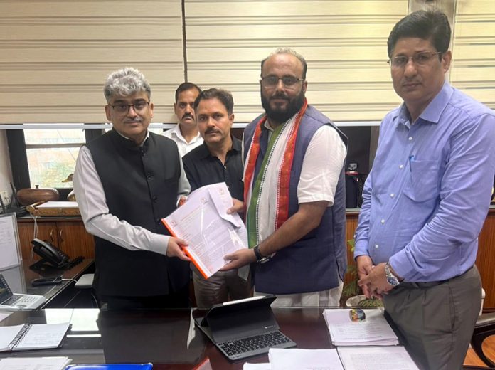 BJP KDD delegation submitting a memorandum to Chief Secretary, Atal Dulloo at Jammu on Friday.