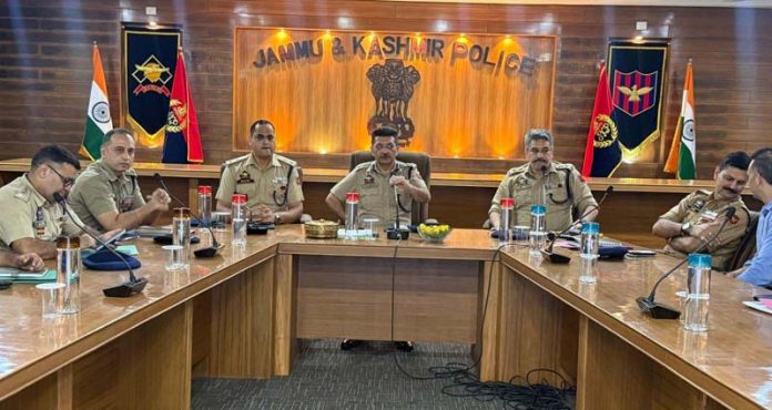 SSP Jammu, Joginder Singh, chairing a meeting of police officers at DPL on Wednesday. SSP Jammu, Joginder Singh, chairing a meeting of police officers at DPL on Wednesday.