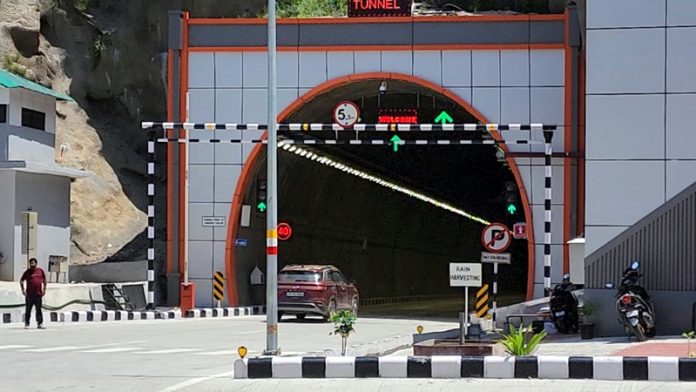 A vehicle entering the Khellani Tunnel on Saturday. - Excelsior/Tilak Raj A vehicle entering the Khellani Tunnel on Saturday. - Excelsior/Tilak Raj