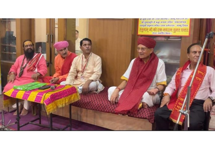 Pawan Kumar Shastri, president JYBT addressing during a function in Jammu.