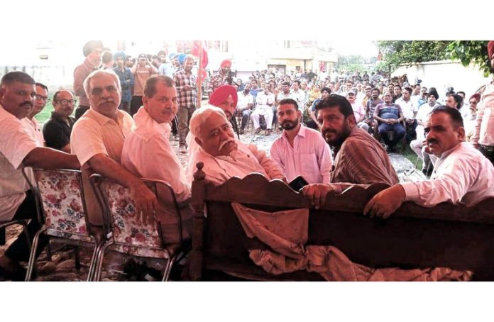 NC leader Ajay Kumar Sadhotra addressing a public meeting in Jammu. NC leader Ajay Kumar Sadhotra addressing a public meeting in Jammu.
