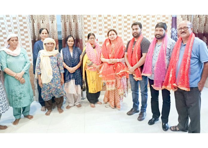 BJP vice president, Rekha Mahajan during a public outreach programme at Gadigarh on Sunday.