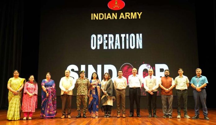Dignitaries from Jammu AIIMS paying tribute to Indian Army's bravery during Operation Sindoor.