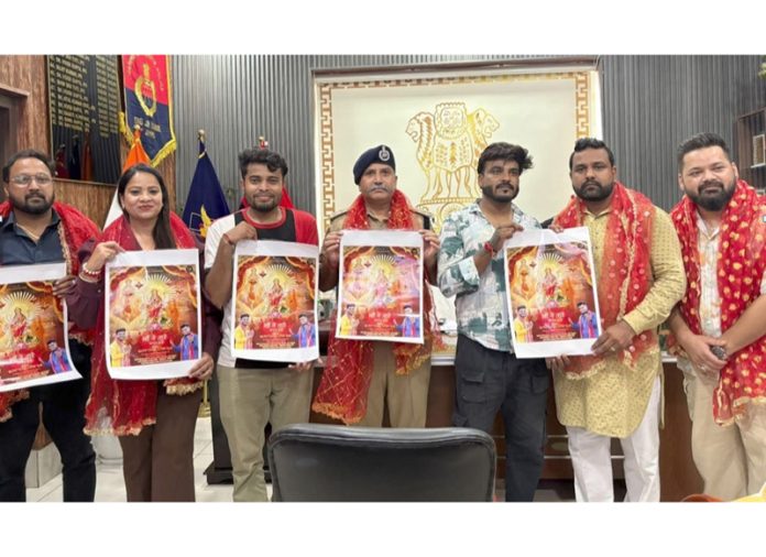 Dignitaries releasing a devotional song in Jammu on Wednesday.