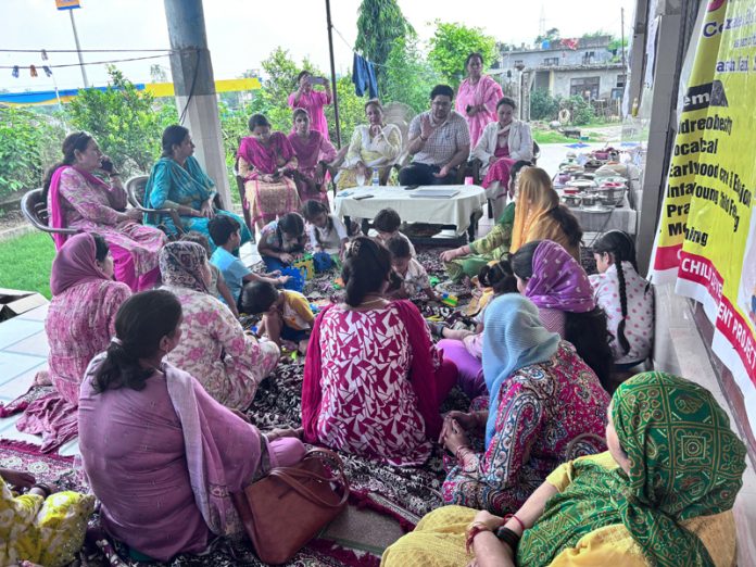 Officials during the inauguration of Poshan Maah at Dansal in Jammu on Wednesday.